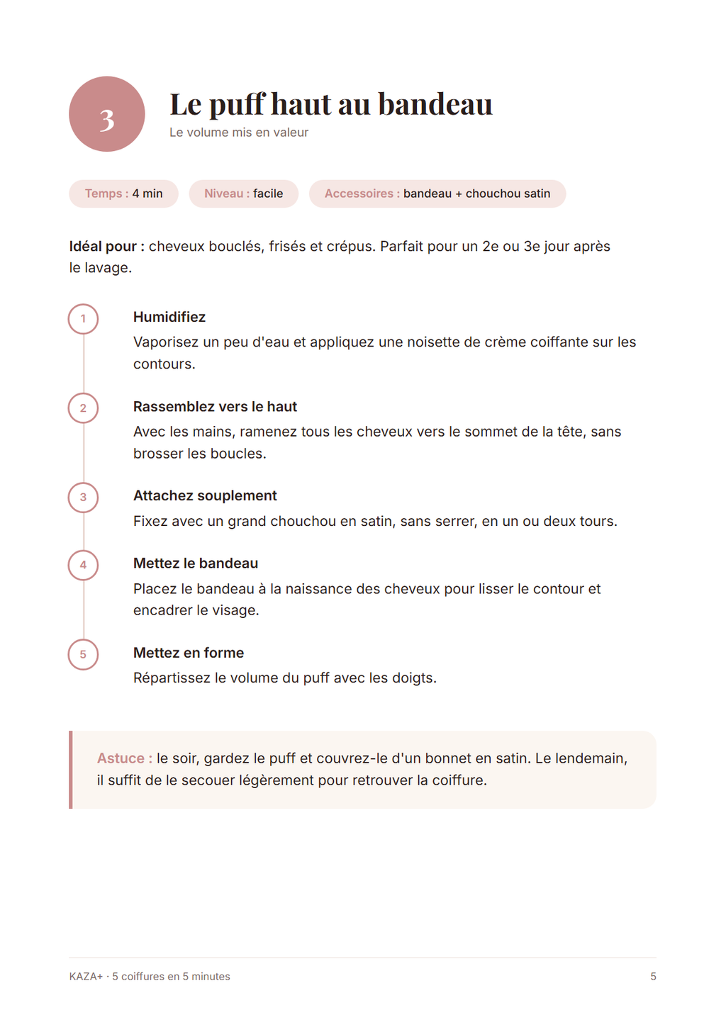 Aperçu : fiche « Le puff haut au bandeau » du mini-guide