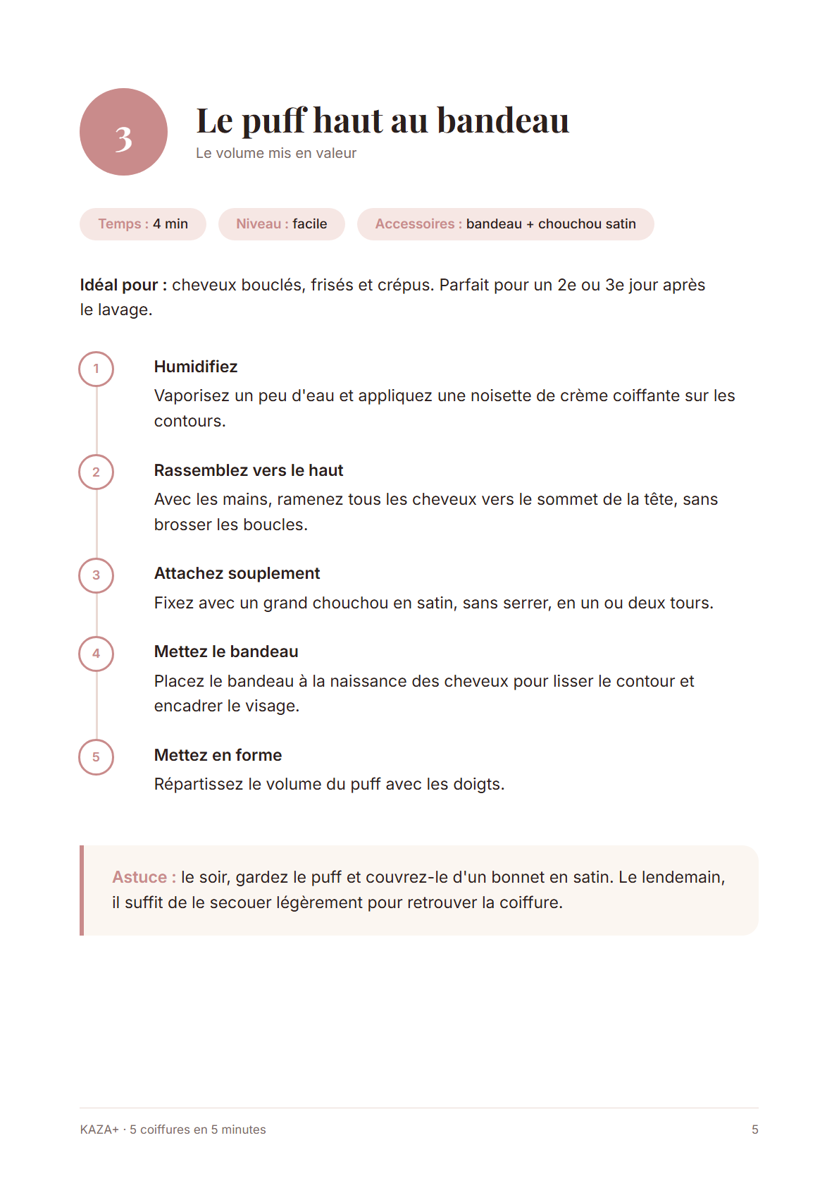 Aperçu : fiche « Le puff haut au bandeau » du mini-guide